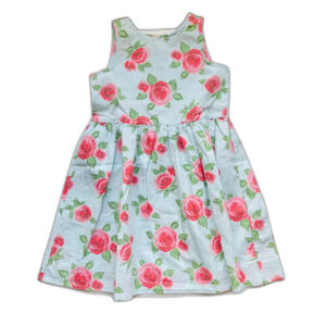 Mini Boden Light Blue Pink Sleeveless Floral Dress Size 3-4 years Spring Summer